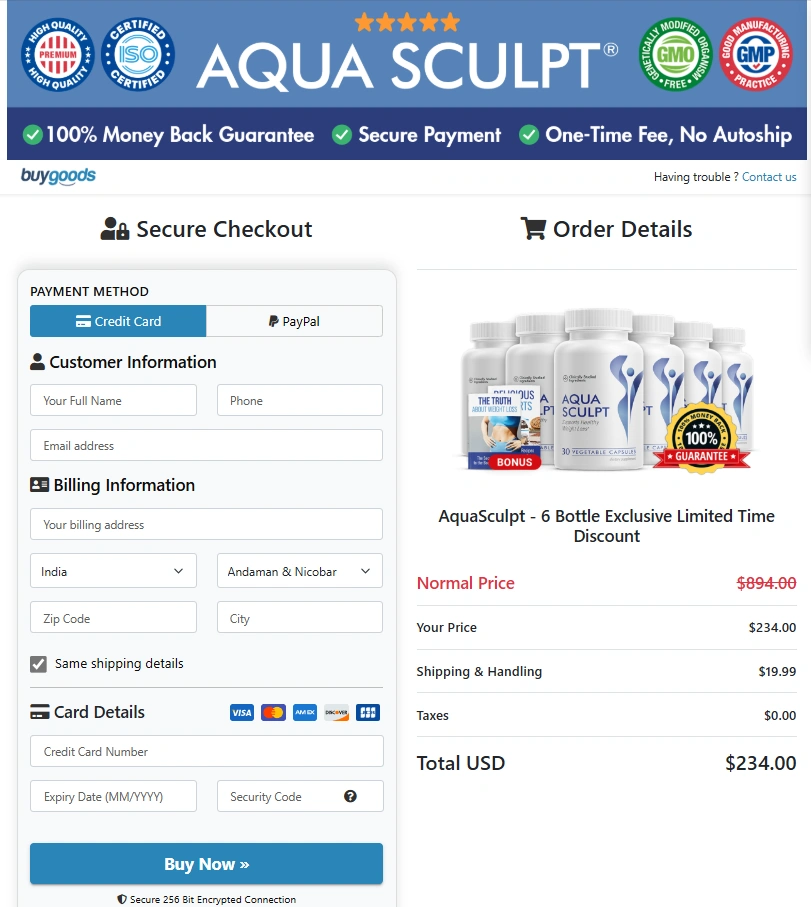 AquaSculpt Order Page